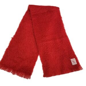 VTG Blackcock Scarf 100% Mohair Red Made in Scotland by Gibson & Lumgair 49"x10"